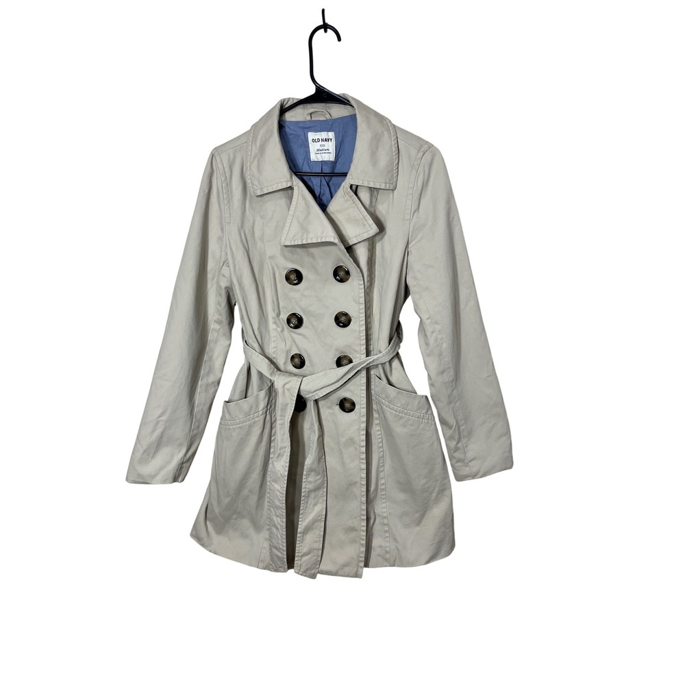 Old Navy Womens Coat Belted Double Breasted Beige Jacket Medium
